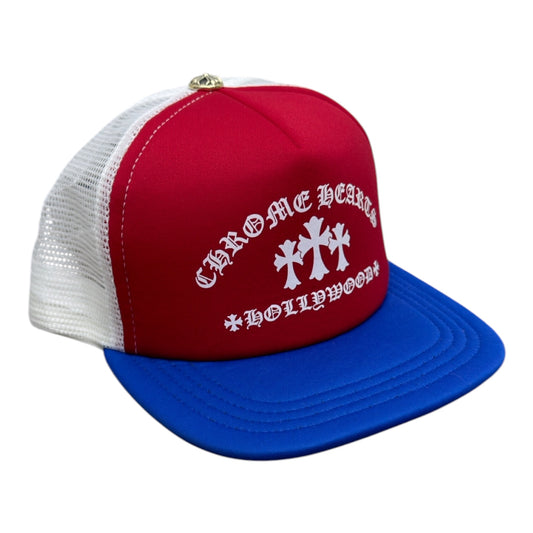 CHROME HEARTS KING TACO TRUCKER HAT RED WHITE BLUE