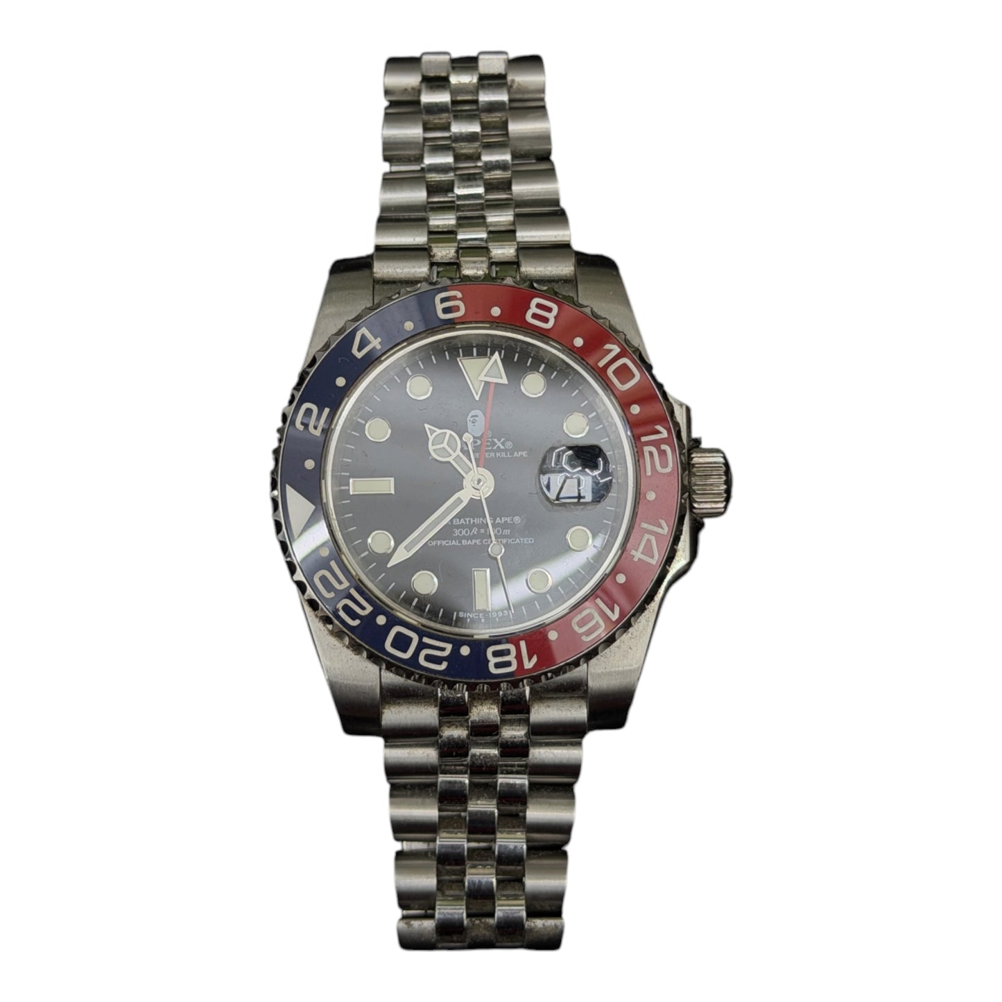 BAPE A BATHING APE TYPE 2 BAPEX WATCH SILVER RED BLUE