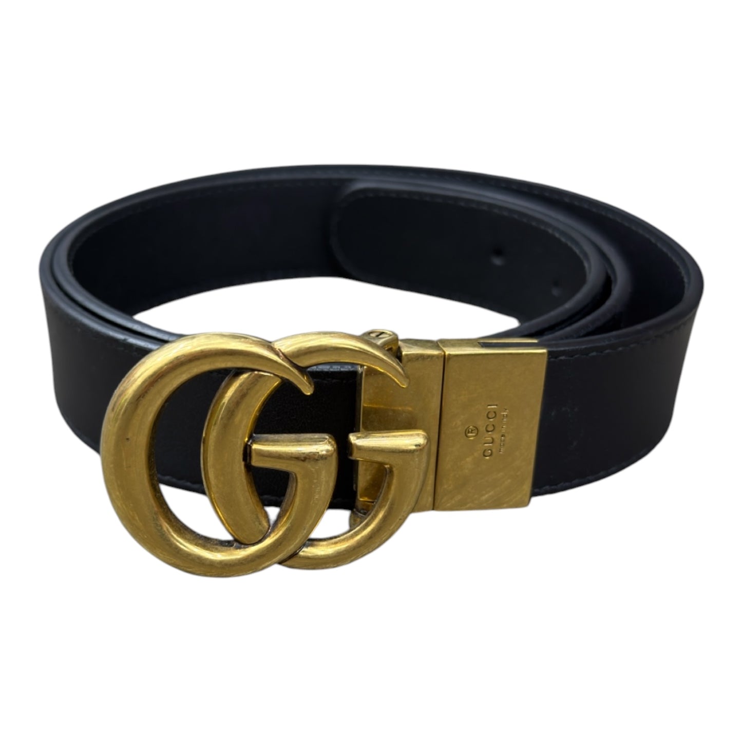 GUCCI GG MARMONT BLACK LEATHER BELT WOMENS