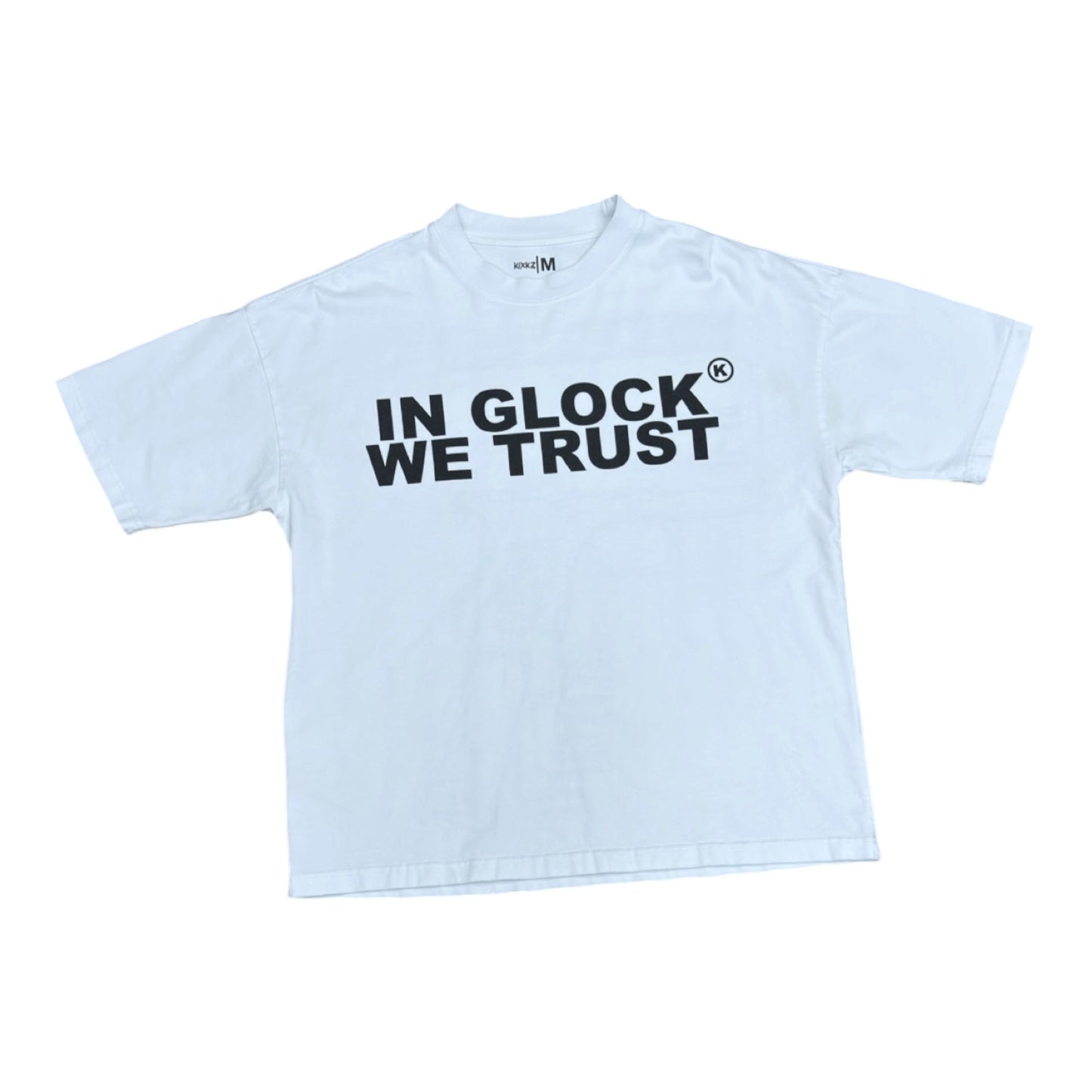 IN GLOCK WE TRUST WHITE BLACK