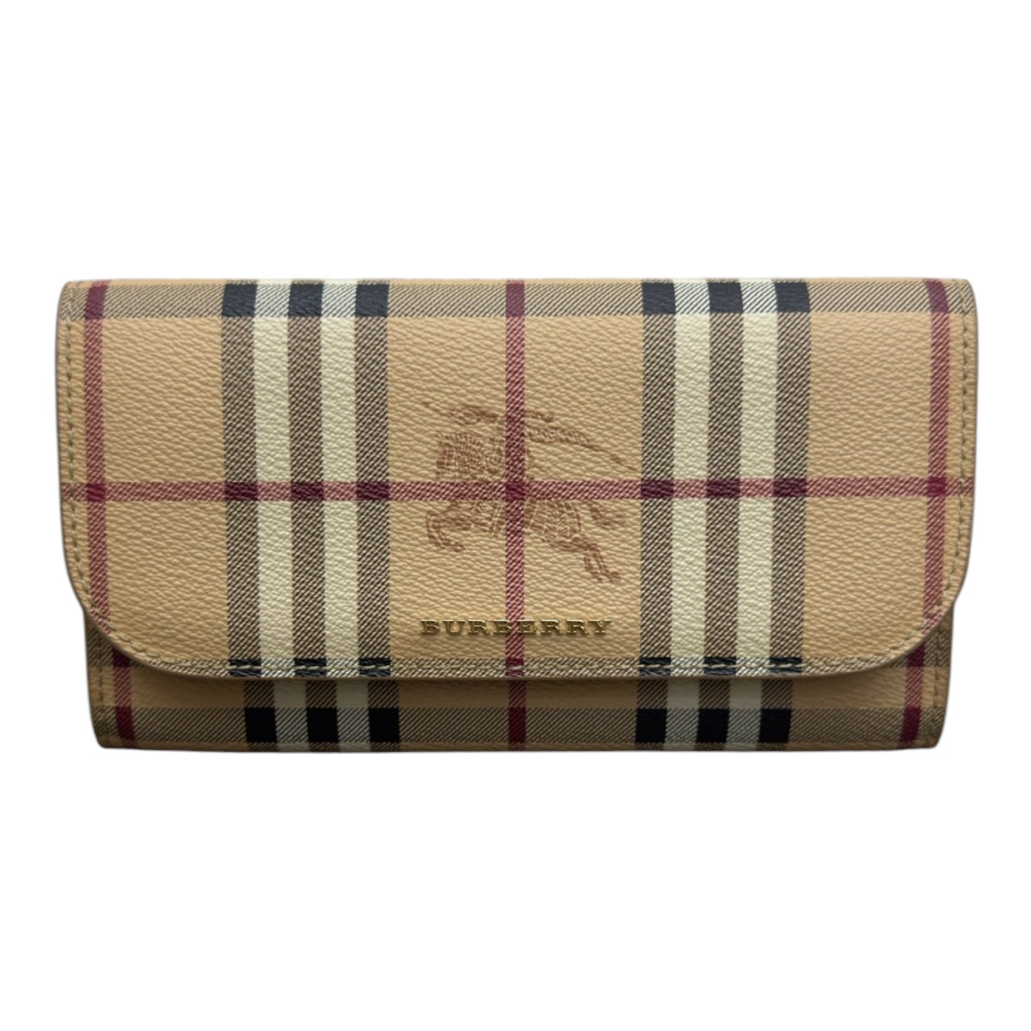 BURBERRY HAYMARKET CHECK HALTON WALLET TAN