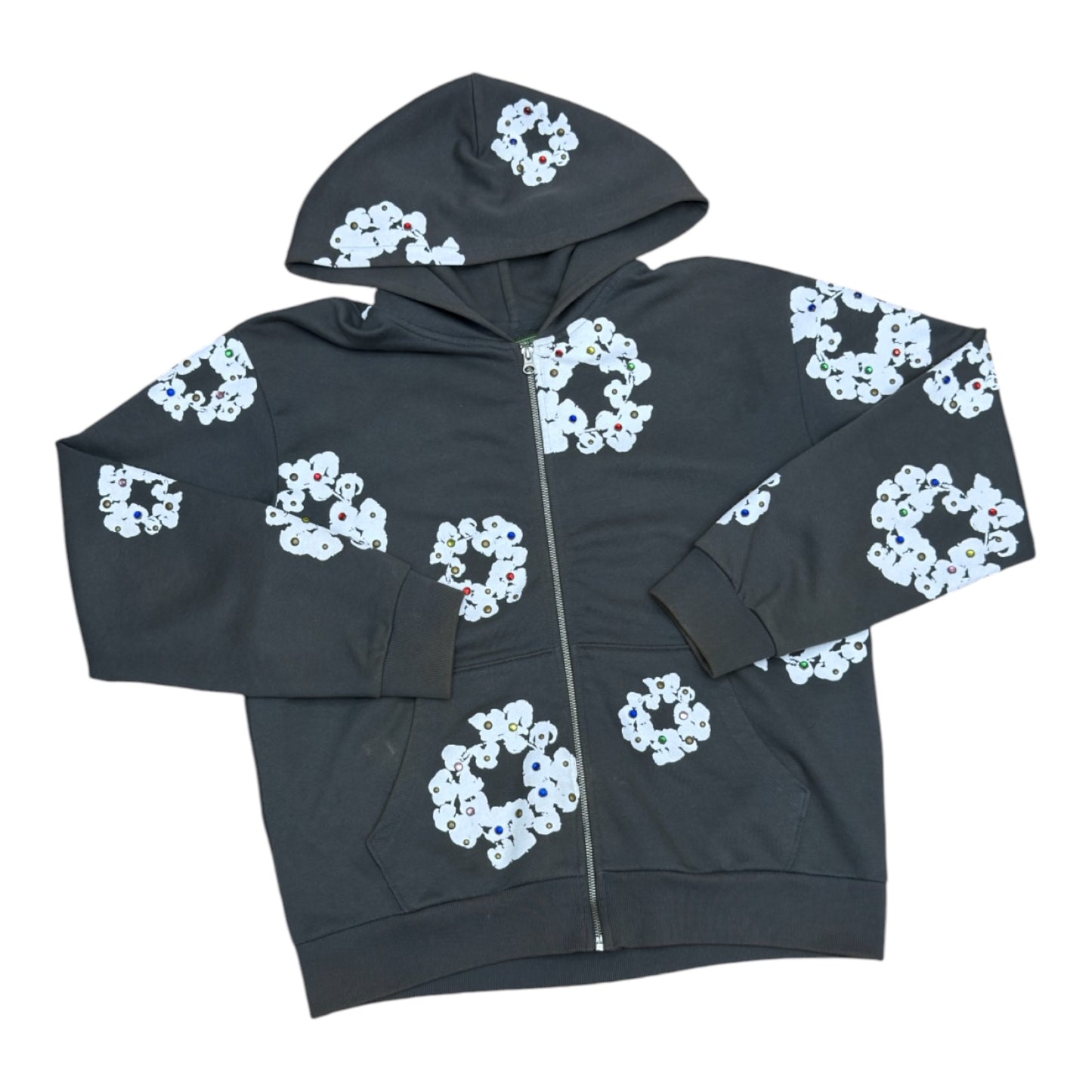 DENIM TEARS RHINESTONE ZIP UP VINTAGE BLACK