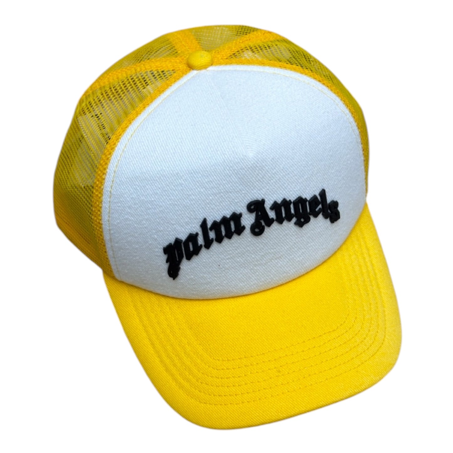 PALM ANGELS CURVED MESH CAP YELLOW WHITE