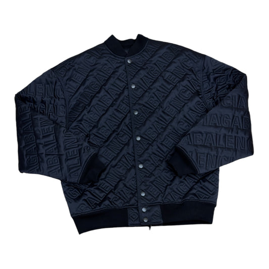 BALENCIAGA OVERSIZED LOGO EMBOSSED SATIN BOMBER