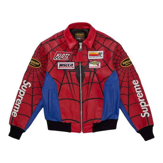 SUPREME VANSON LEATHER SPIDER MAN JACKET