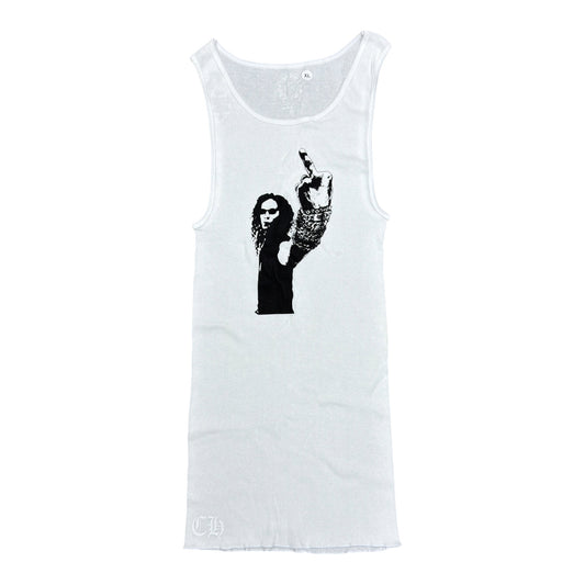 CHROME HEARTS RICHARD STARK MIDDLE FINGER TANK WHITE